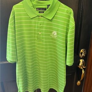 Oxford Green Striped Men's Polo Shirt